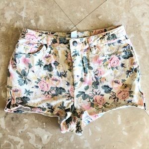 F21 Rose Floral denim Shorts